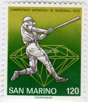 марка Сан-Марино 120 лир "WK Baseball" 1978 год