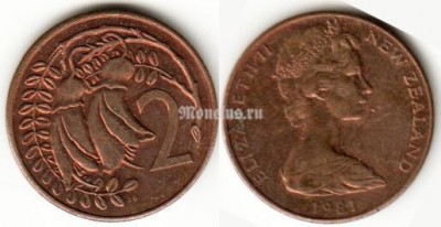 монета Новая Зеландия 2 цента 1981 год