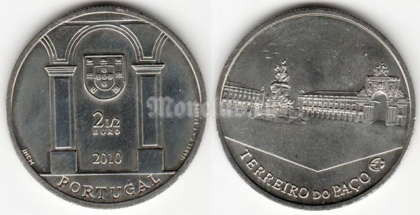 монета Португалия 2,5 евро 2010 год Дворцовая площадь Пако в Лиссабоне