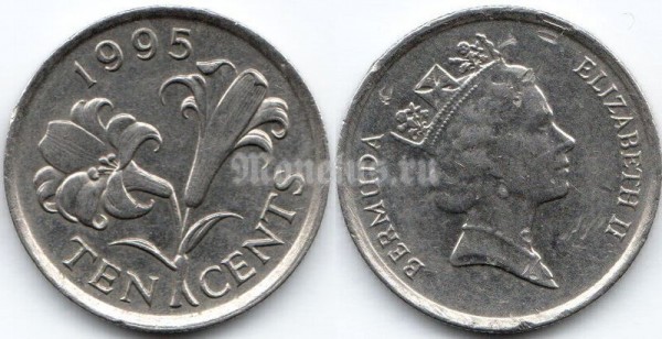 монета Бермуды 10 центов 1995 год