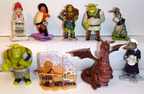Киндер Сюрприз, Kinder, полная серия Шрек 4, 2010 год, Shrek 4, с вкладышем