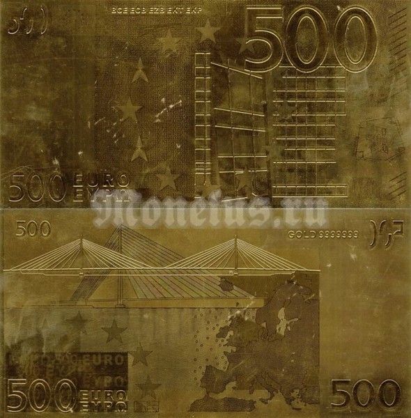 Сувенирная бона Евросоюз 500 евро золото