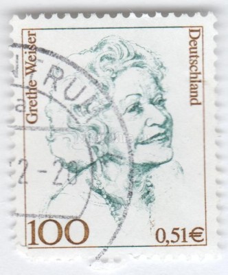 марка ФРГ 100 пфенниг "Grethe Weiser (1903-1970), actress and comedian" 2000 год Гашение