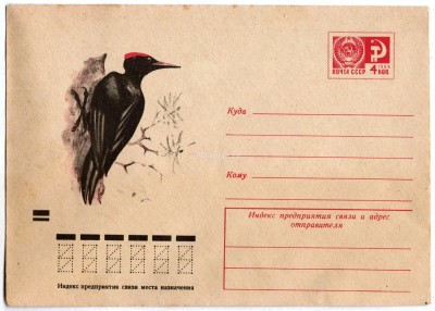 ХМК СССР 73-439 Черный дятел птица фауна 1973 год, Арцименев 9079