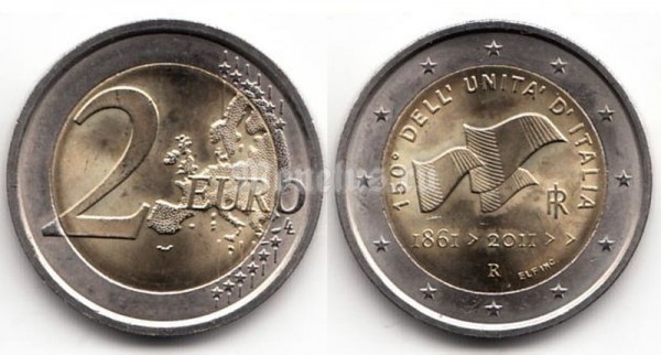 монета Италия 2 евро 2011 год - 150 лет объединению Италии