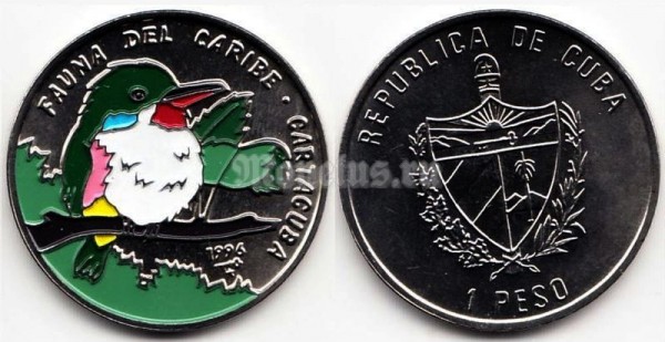 монета Куба 1 песо 1996 год - Карибская фауна - Кубинский Тоди. Цветная эмаль