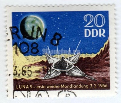 марка ГДР 20 пфенниг "Luna" 1966 год Гашение