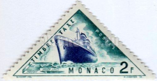 марка Монако 2 франка "Steamer "United States"" 1953 год