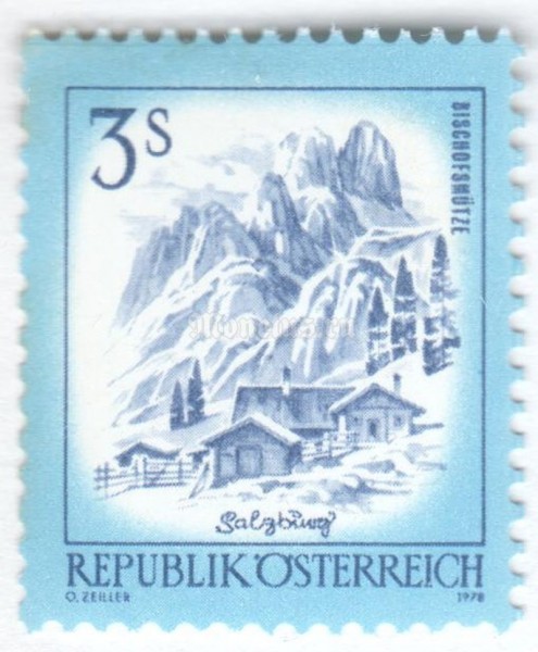 марка Австрия 3 шиллинга "Bischofsmütze im Dachsteinmassiv, Salzburg" 1974 год 