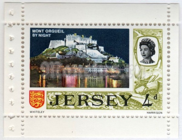 марка Джерси 4 пенни "Mont Orgueil Castle at Night" 1969 год
