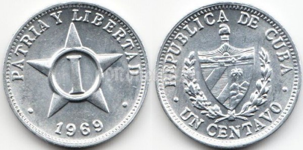 монета Куба 1 сентаво 1969 год