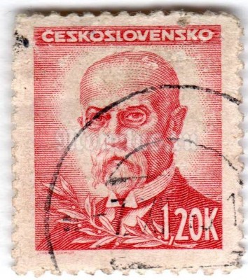 марка Чехословакия 1,20 кроны "Tomáš Garrigue Masaryk (1850-1937), president" 1945 год Гашение