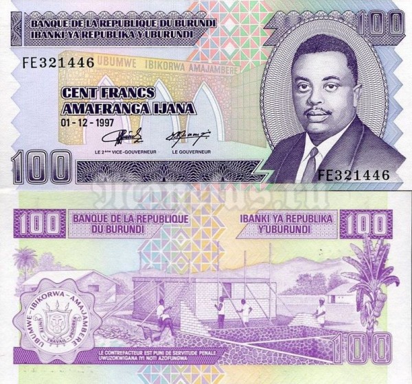 Банкнота Бурунди 100 франков 1997 год