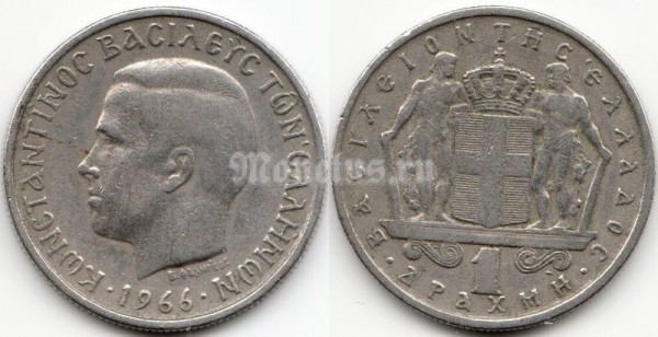 монета Греция 1 драхма 1966 год