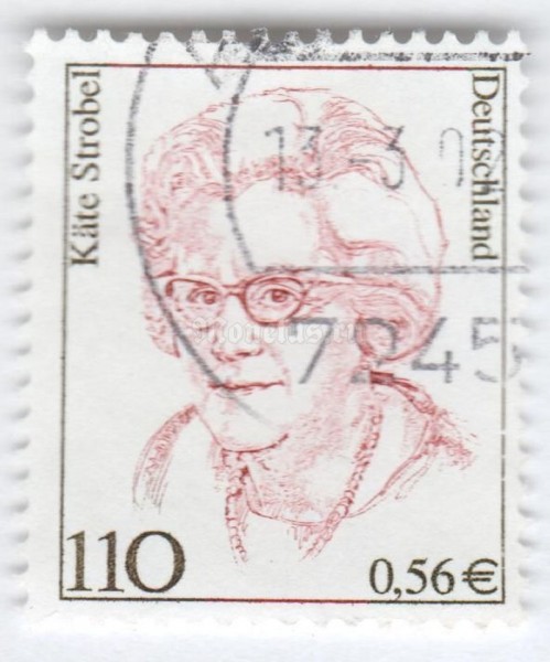 марка ФРГ 110 пфенниг "Käte Strobel (1907-1996), politician" 2000 год Гашение