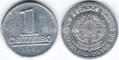 монета Бразилия 1 крузейро 1961 год