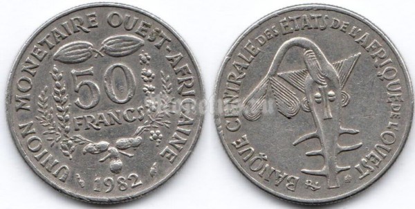 монета Западная Африка (BCEAO) 50 франков 1982 год