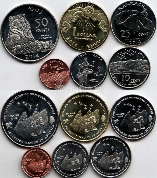 США индейская резервация набор из 6-ти монет 2014 год