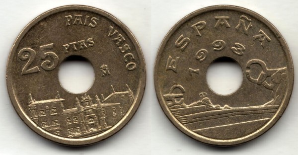 Монета Испания 25 песет 1993 год