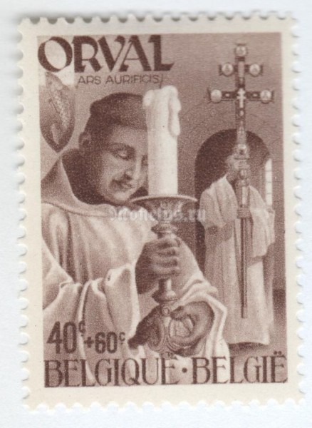 марка Бельгия 40+60 сентим "Orval" 1941 год