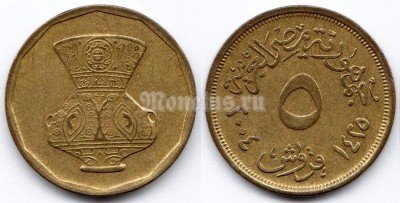 монета Египет 5 пиастров 2004 год