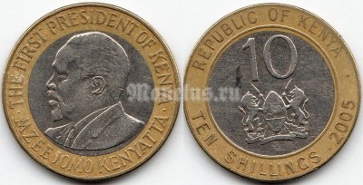 монета Кения 10 шиллингов 2005 год