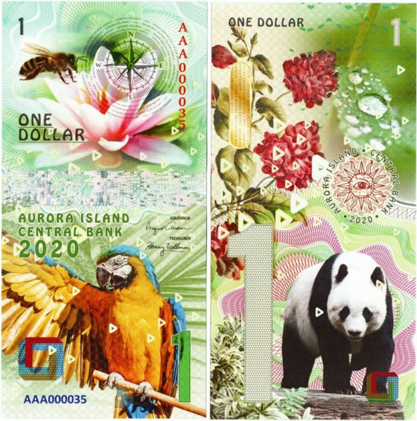 Бона Остров Аврора 1 доллар 2020 год - Флора и фауна