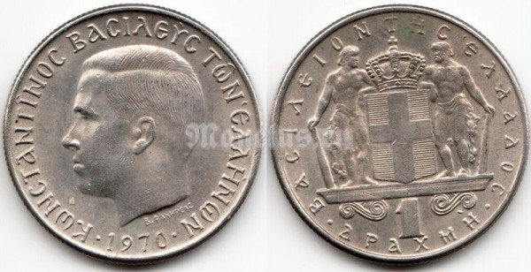 монета Греция 1 драхма 1970 год