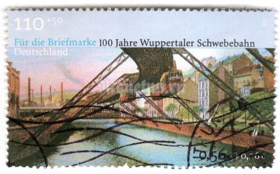 марка ФРГ 110+50 пфенниг "Wuppertaler Schwebebahn" 2001 год Гашение