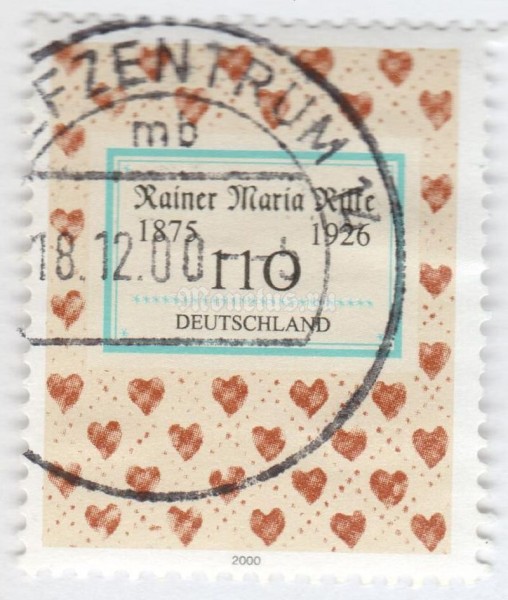 марка ФРГ 110 пфенниг "Rilke, Rainer Maria" 2000 год Гашение