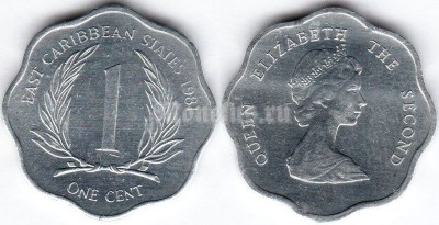 монета Восточные Карибы 1 цент 1981 год