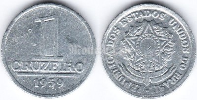 монета Бразилия 1 крузейро 1959 год