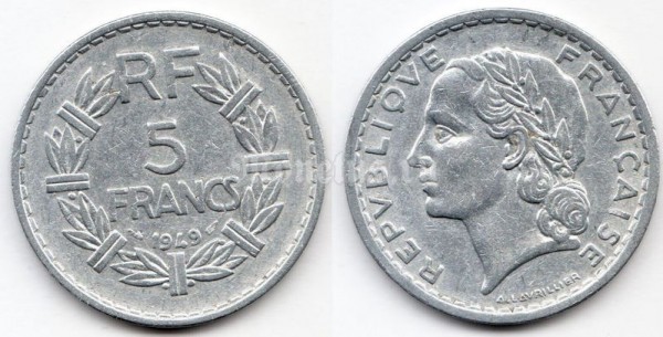 монета Франция 5 франков 1949 год
