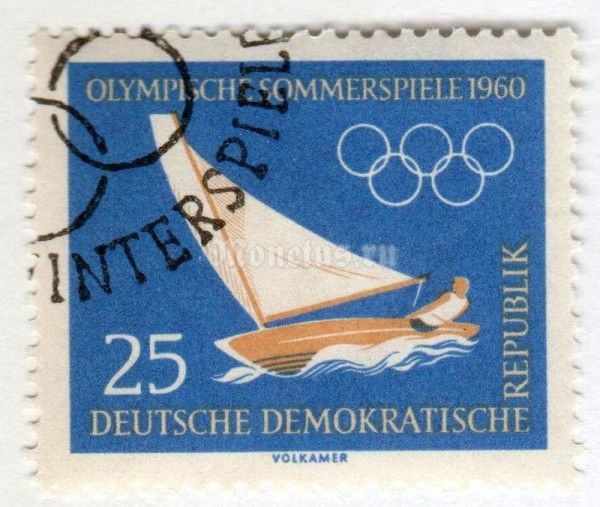 марка ГДР 25 пфенниг "Sailing" 1960 год Гашение