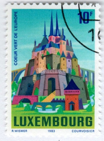 марка Люксембург 10 франков "Luxembourg, green heart of Europe" 1983 год Гашение
