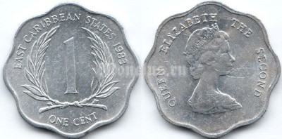 монета Восточные Карибы 1 цент 1983 год