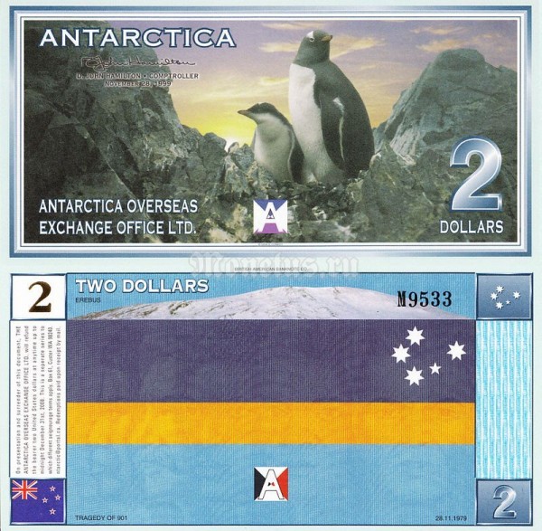 бона Антарктика 2 доллара 1999 год