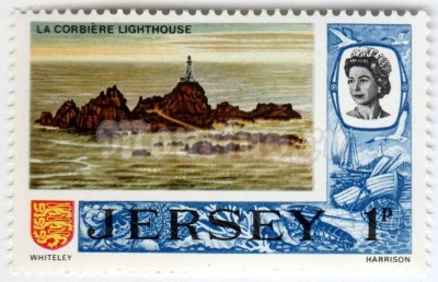 марка Джерси 1 пенни "La Corbiere Lighthouse" 1971 год