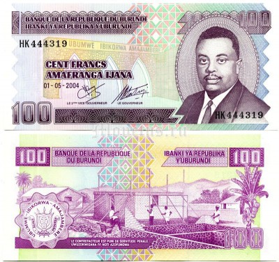 Бурунди 100 франков 2004 год