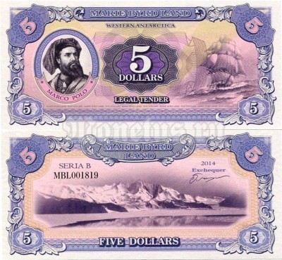 бона Земля Мэри Бэрд 5 долларов 2014 год - Марко Поло