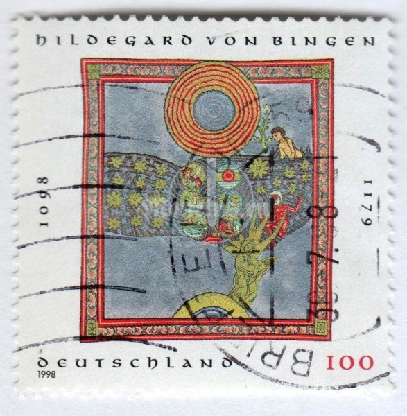 марка ФРГ 100 пфенниг "Bingen, Hildegard von" 1998 год Гашение