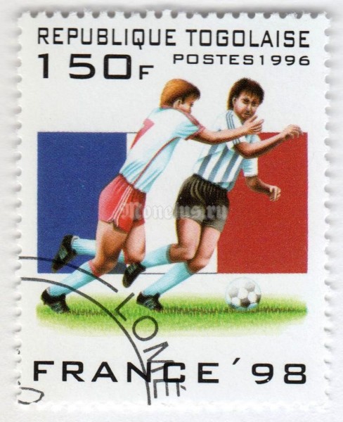 марка Тоголезия 150 франков "France flag, action scene" 1996 год Гашение