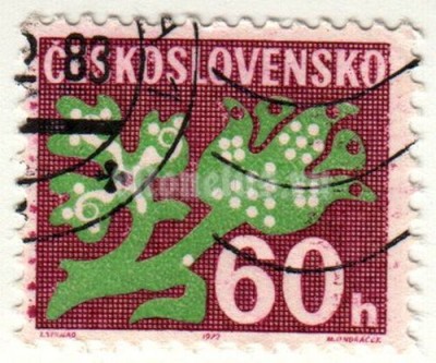 марка Чехословакия 60 геллер "Доплатные" 1972 год