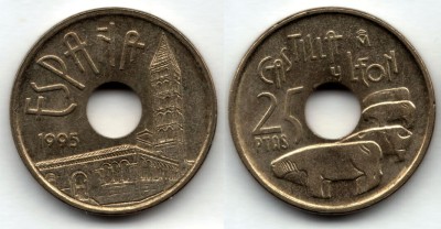 Монета Испания 25 песет 1995 год