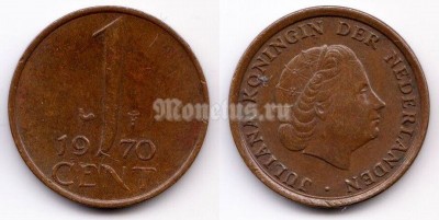 монета Нидерланды 1 цент 1970 год