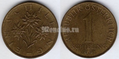 Монета Австрия 1 шиллинг 1991 год