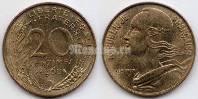 монета Франция 20 сантимов 1968 год