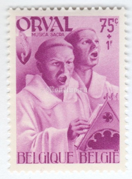 марка Бельгия 0,75+1 франк "Orval" 1941 год