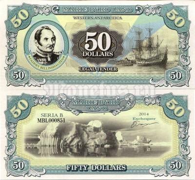 бона Земля Мэри Бэрд 50 долларов 2014 год - Фаддей Фаддеевич Бел­линс­га­у­зен