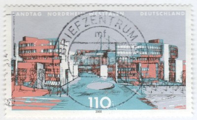 марка ФРГ 110 пфенниг "State diet of North Rhine-Westphalia, Düsseldorf" 2000 год Гашение